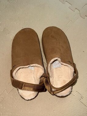 UGG Cream Shearling Lined Suede Clog Mule